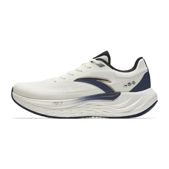 ANTA Travel Step Running Shoes Men Low-Top Ivory White/New Ink Blue