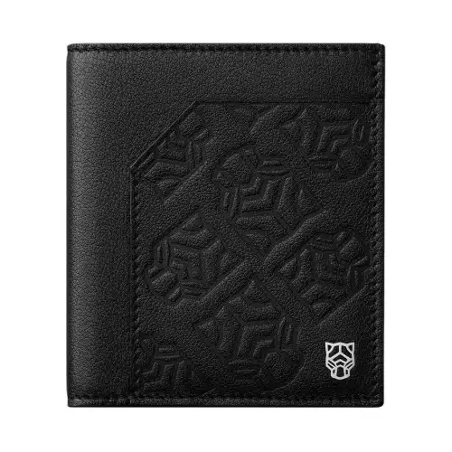 CARTIER Panthère De Cartier Embossed Calfskin Card Holder Unisex Black