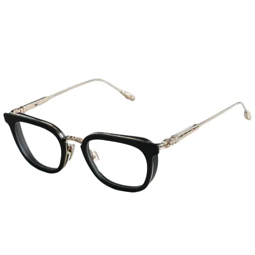 Chrome Hearts Plate Frame Titanium Irregular Shape Eyeglass Frames Unisex Black