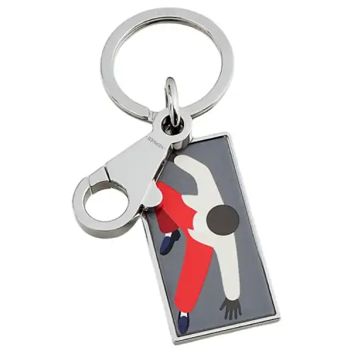 HERMES Patterned Print Enamel Keychains Men's Gray