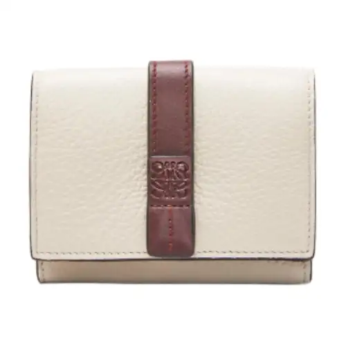 LOEWE Calfskin Wallet Women's Sea Salt & Dark Burgundy