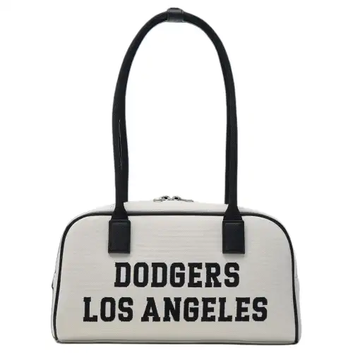MLB Artificial Leather Shoulder Bag, Shoulder Bag, Toast Bag, Bowling Bag Unisex Cream White