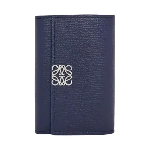 LOEWE Anagram Pebble Texture Calfskin Wallet Small Women's Abyss Blue