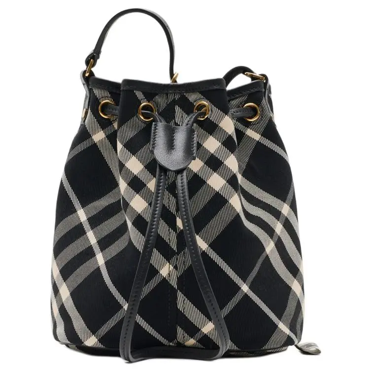 Burberry Calfskin With Cotton Twill Fabric Shoulder Bag, Crossbody Bag Mini Women's Black