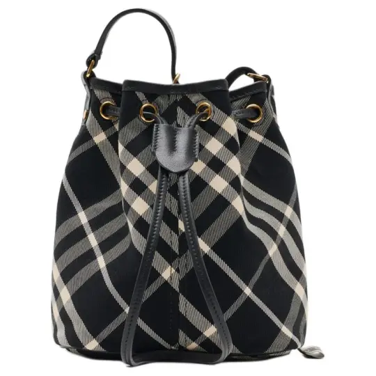 Burberry Calfskin With Cotton Twill Fabric Shoulder Bag, Crossbody Bag Mini Women's Black
