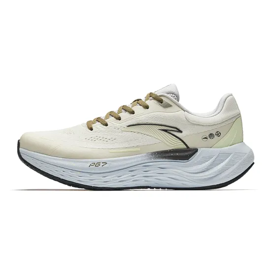 ANTA Travel Step Running Shoes Men Low-Top Coarse Gray/Lime Green