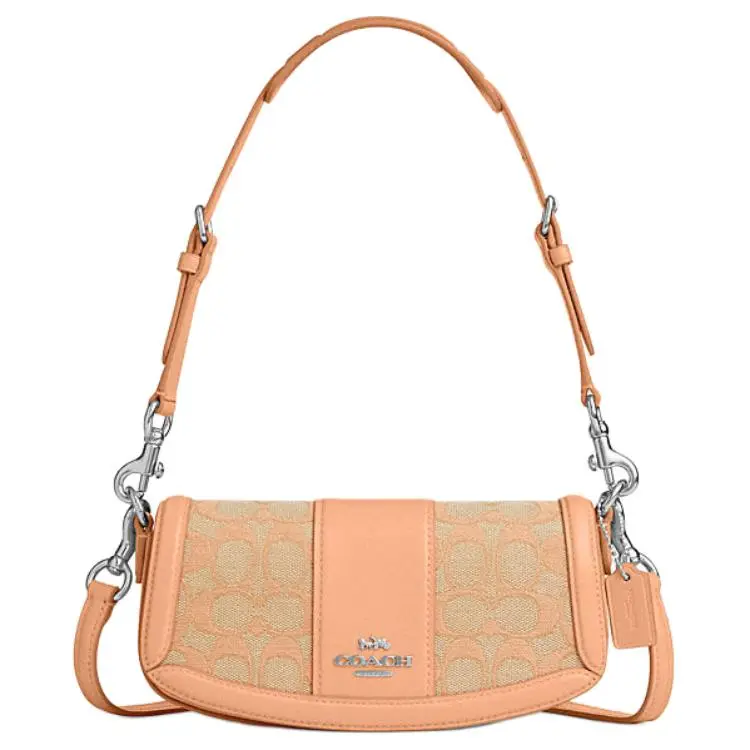 COACH Cow Leather With Textile Shoulder Bag Small Unisex SV/Faded Rouge Pink