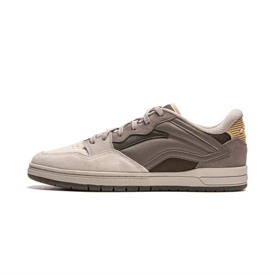 LiNing Skateboard Shoes Men Low-Top Gray Brown