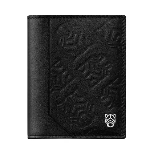 CARTIER Panthère De Cartier Embossed Calfskin With Palladium Plated Finish Card Holder Unisex Black