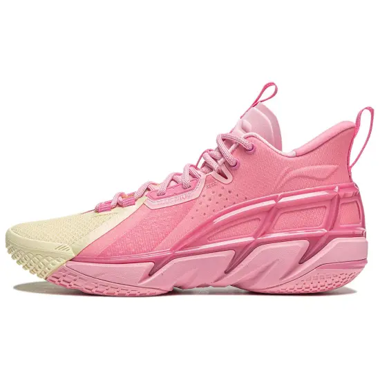 LINING Anti-five 4 Basketball Shoes Men Mid-Top Pink Yellow