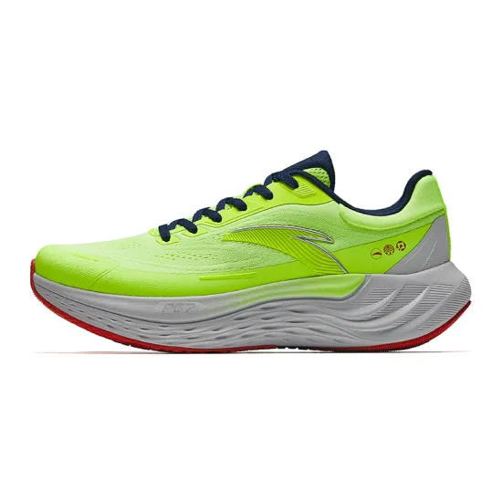 ANTA Travel Step Running Shoes Men Low-Top Fluorescent Radio Frequency Green/Sand Gray