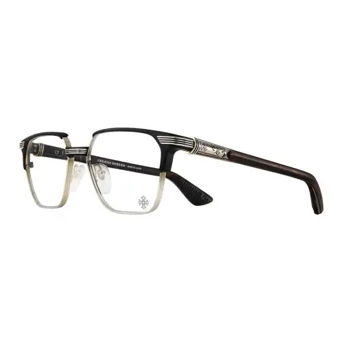 Chrome Hearts Pure Titanium Wood Irregular Shape Eyeglass Frames Unisex Black