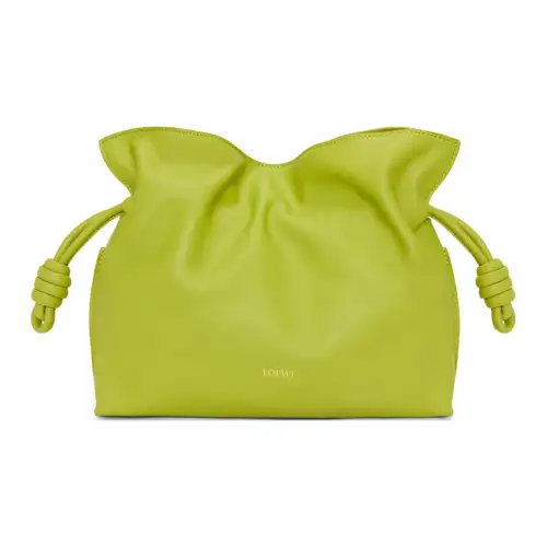 LOEWE Flamenco Napa Calf Leather One Shoulder Crossbody Clutch Medium Women's Pasture Green