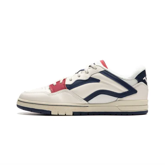LiNing Anti Slip Wear Resistant Low Top Skateboard Shoes Men's White Blue