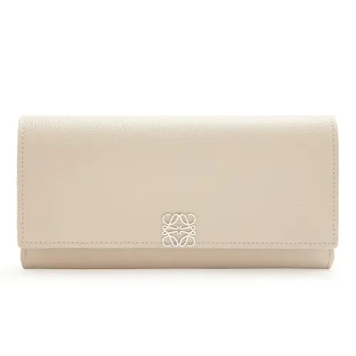LOEWE Anagram Pebble Texture Calfskin Wallet Women's Light Beige