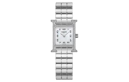 HERMES Heure H Collection Wrist Watches Quartz Movement Stainless Steel Strap Mini Size 17.2mm White Dial Women's Watch