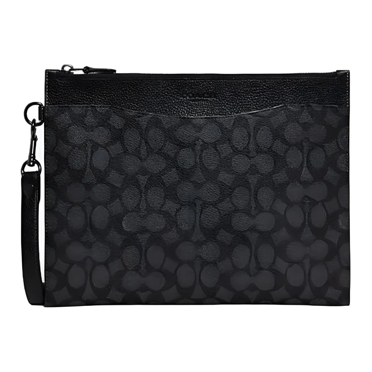 COACH Hitch Coated Canvas Document Bag Wrist Bag Clutch Large Men's Black