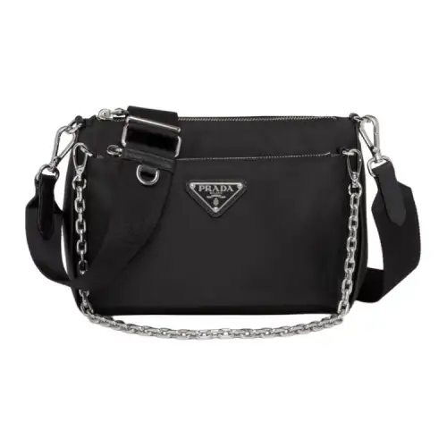 PRADA Leather Crossbody Bag Women's Black
