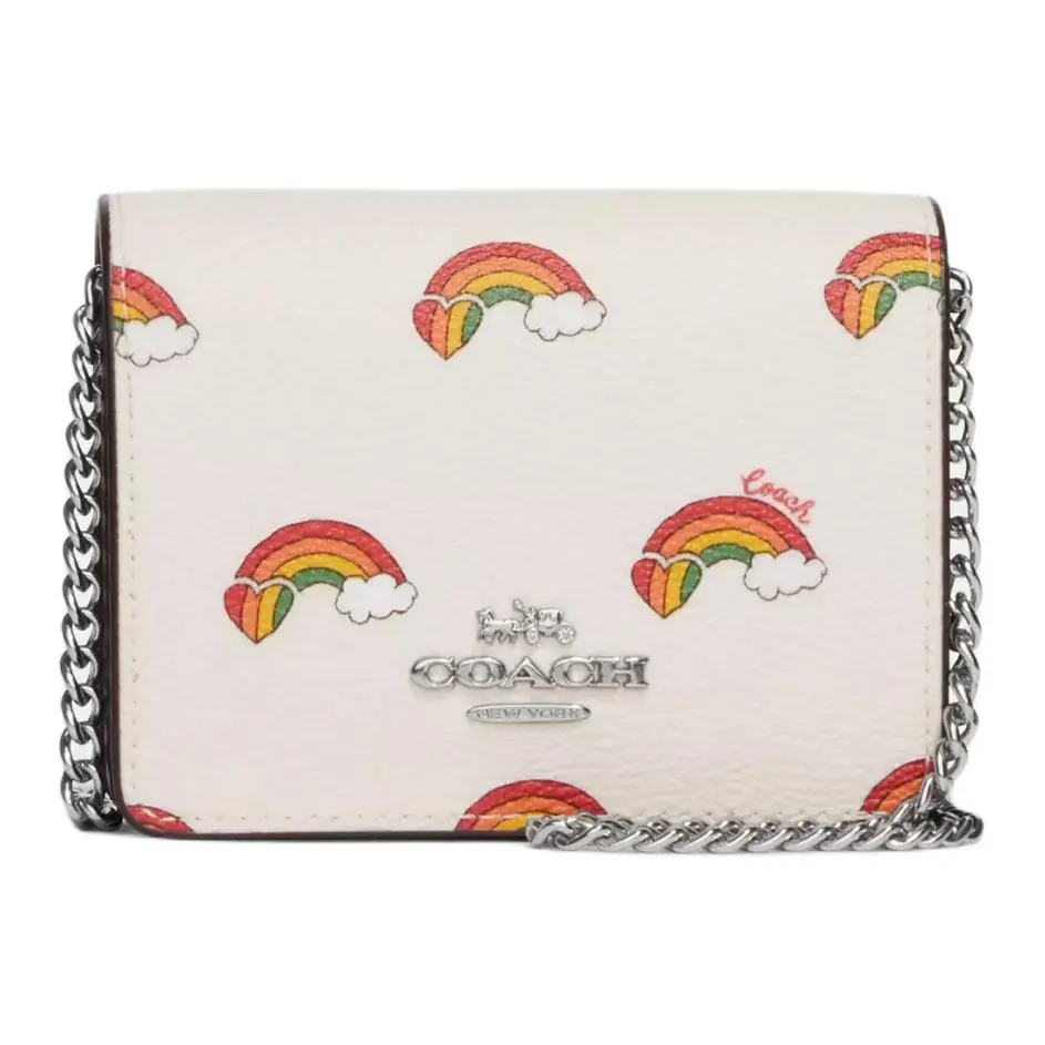 COACH Cow Leather Wallet, Crossbody Bag Shoulder Bags Mini Women's White