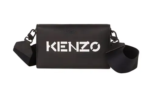 KENZO Leather Crossbody Bag, Shoulder Bag Men's Black