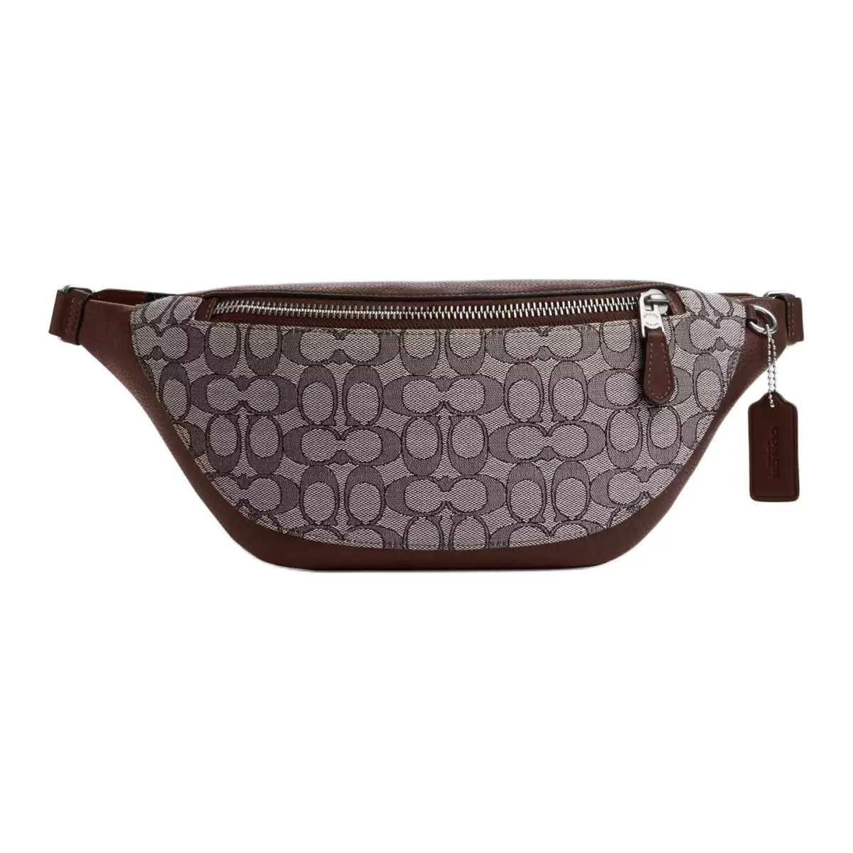 COACH Warren Jacquard Refined Pebble Leather Fanny Pack Large Men's Silver & Oak & Maple