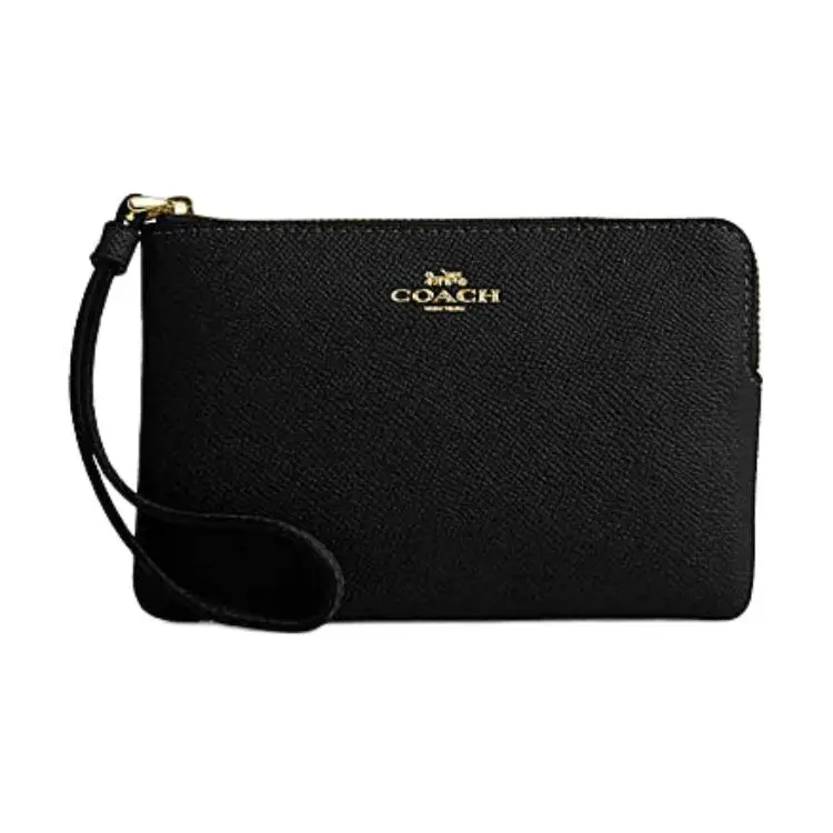 COACH Corner Zip Artificial Leather Wrist Bag Small Women's Black