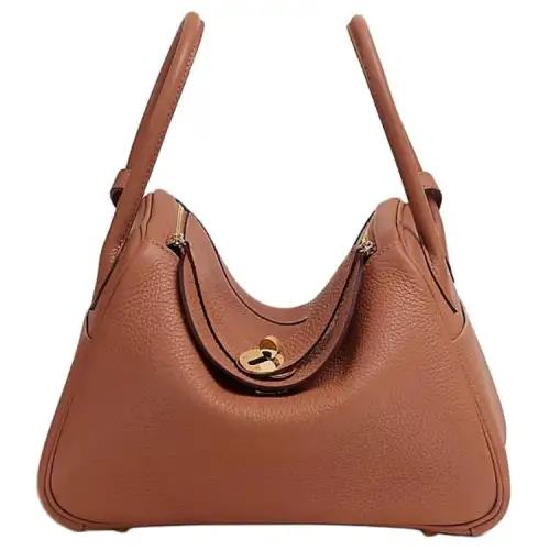 HERMES Lindy Clemence Bullock Leather Handbag 26 Women's 6C Cuivre Pumpkin/Copper Red