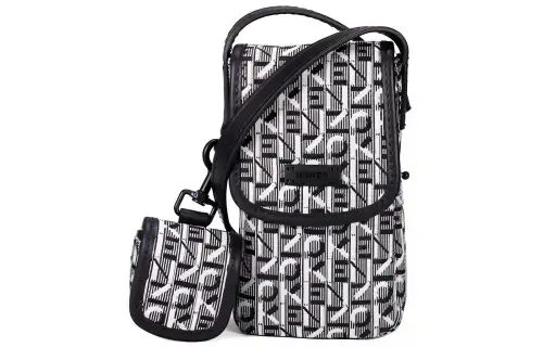 KENZO Letter Logo Fabric Crossbody Bag With Cell Phone Pouch Mini Men's Black