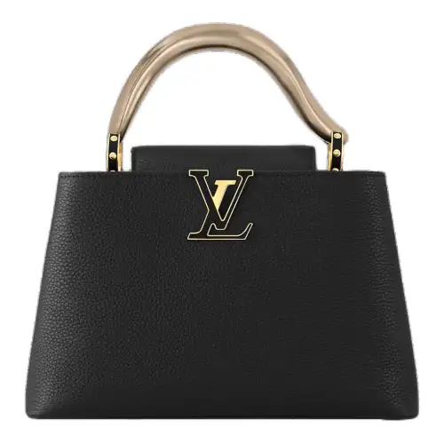LOUIS VUITTON Capucines Taurillon Leather Portable Crossbody Bag, Shoulder Bag Small Women's Black & Gold
