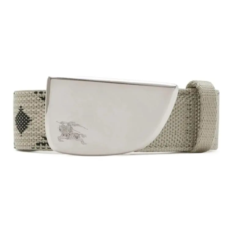 Burberry Logo Detail, Smooth Buckle Leather Belts Men's Beige 3cm
