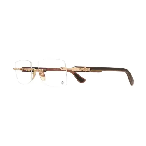 Chrome Hearts Plate Frame 925 Sterling Silver Rectangular Eyeglass Frames Unisex Brown