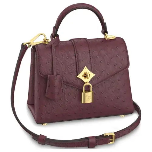 LOUIS VUITTON Rose Des Vents Ostrich Leather Shoulder Bag, Crossbody Bag, Handbag Mini Women's Bordeaux Red