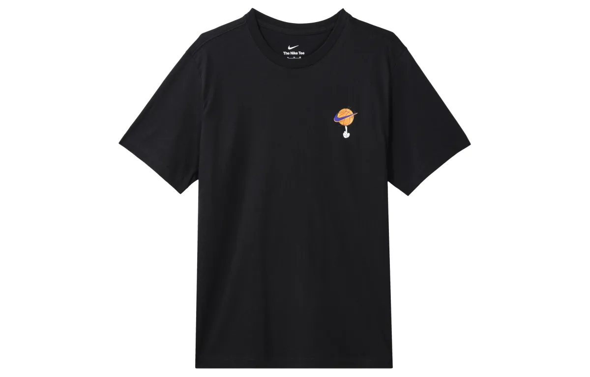 Nike T-Shirts Men's Black Crew Neck Moderate Straight Fit