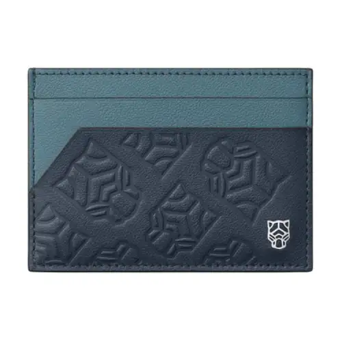 CARTIER Panthère De Cartier Calfskin Card Holder Men's Steel Gray With Graphite