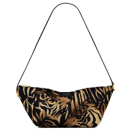 SAINT LAURENT Fabric Crossbody Bag, Shoulder Bag Women's Brown & Yellow & Black