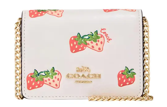 COACH Leather Wallet, Clutch, Shoulder Bag, Crossbody Bag Mini Women's White