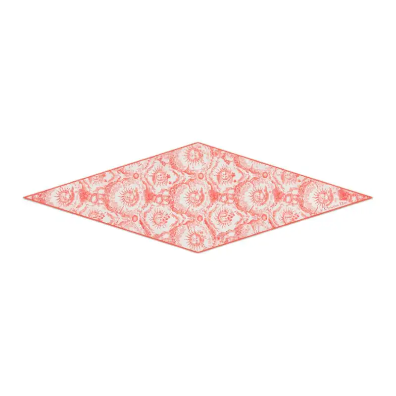 DIOR Silk Scarves Women's White/Coral