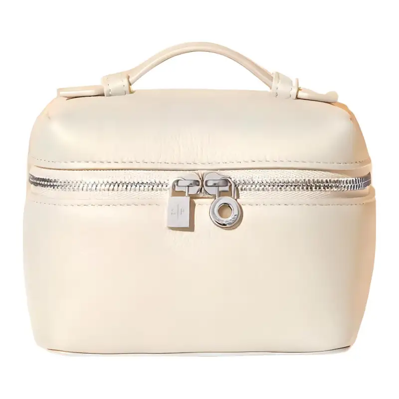 Loro Piana ExtraPocket Cow Leather Small Square Bag Makeup Bag, Portable Crossbody Bag, Shoulder Bag Women's Soft White