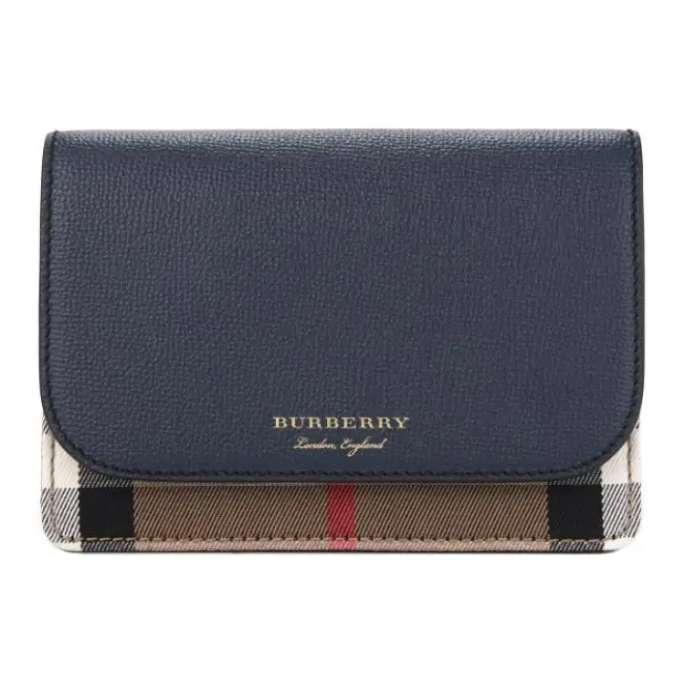 Burberry Cotton With Leather Shoulder Bag, Crossbody Bag Regular Women's Ink Blue
