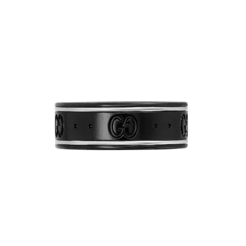 GUCCI Icon 18K White Gold Rings Women's Black/Silver