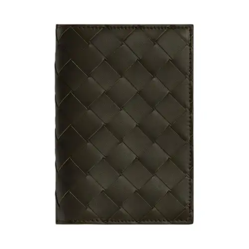 Bottega Veneta Calfskin Wallet Medium Men's Khaki & Dark Praline