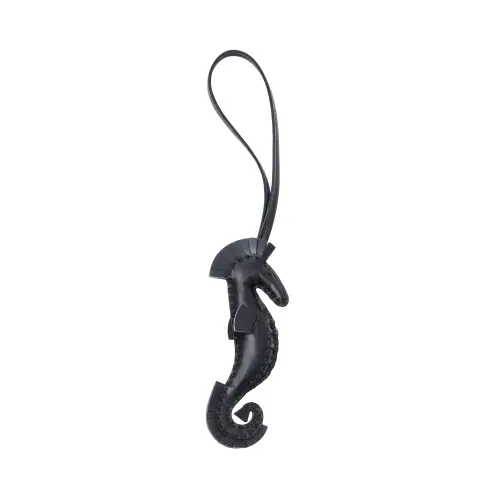 HERMES Sheepskin Keychains Unisex Black