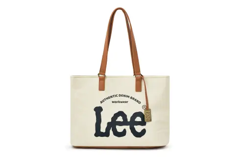 Lee Denim high quality universal trend fashionable shopping bag, beige one-shoulder bag, for students