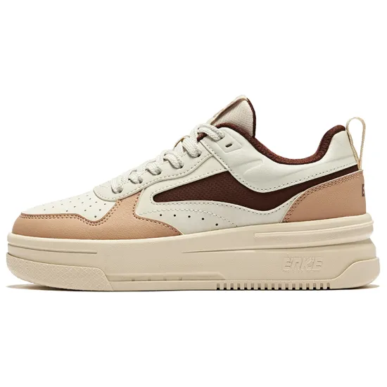 Erke Cool Play 2.0 Wear-Resistant Slip-Resistant Low-Top Skateboard Shoes Women's Wild Gray Deer Brown