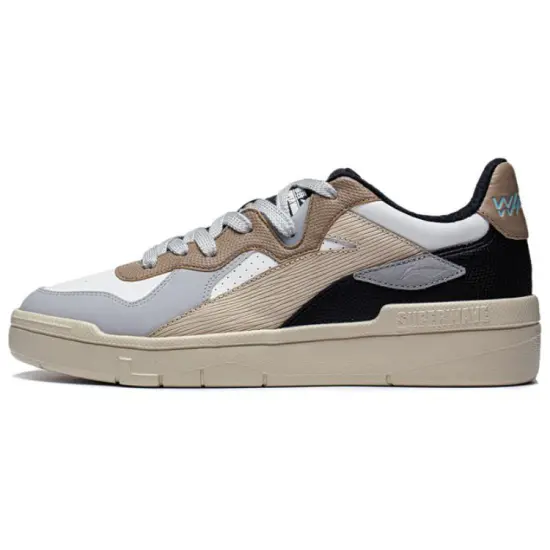 LINING Skateboard Shoes Men Low-Top Ecru/Rabbit Gray/Cocoa Brown