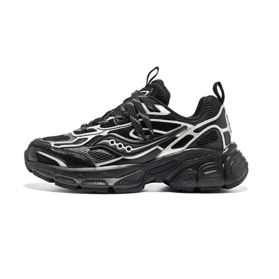 Saucony 2K CAVALRY Large 2K Anti Slip Wear Resistant Low Top Casual Shoes Unisex Black Silver