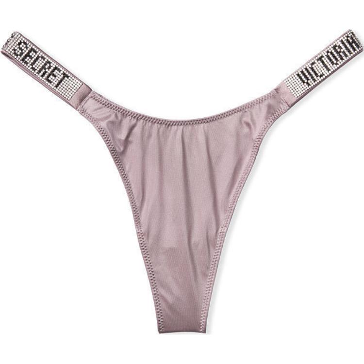 Женские трусы Victoria's Secret стринги со стразами (черные)