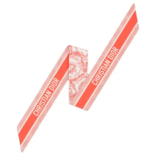 DIOR Silk Scarves Women's White/Coral