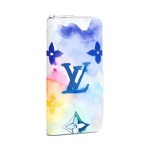 LOUIS VUITTON Zippy Vertical Wallet Monogram Watercolor Multicolor