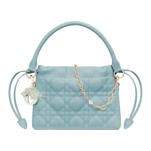 DIOR Wicker Pattern Sheepskin Portable Crossbody Bag, Shoulder Bag Mini Women's Space Blue